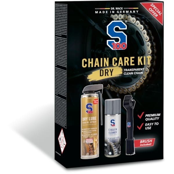S100 Chain Care Kit Dry Lube - Комплект за почистване и смазване на мото верига